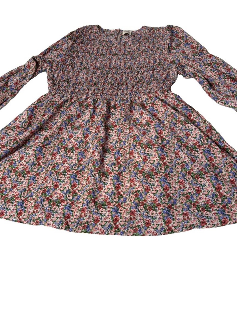Hayden 3XL Floral Smocked Long Sleeve MIDI Dress - Multicolor